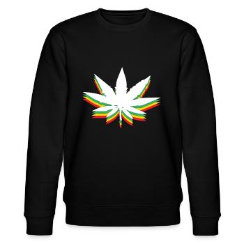 Weed Leaf - Stanley/Stella Unisex Bio-Sweatshirt CHANGER  - Schwarz - Vorne - Nik (191cm) & Marisol (170cm)