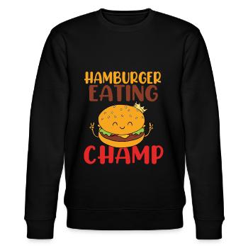 Hamburger Eating Champ - Stanley/Stella CHANGER Unisex Organic Sweatshirt - black - Front - Nik (191cm) & Marisol (170cm)