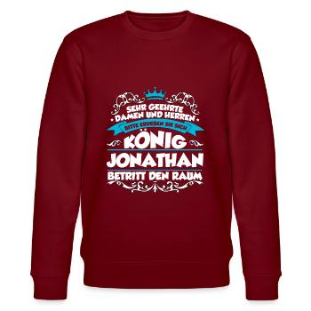 Jonathan Name Design - Stanley/Stella Unisex Bio-Sweatshirt CHANGER  - Burgunderrot - Vorne - Nik (191cm) & Marisol (170cm)