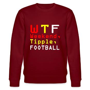 WTF "Wochenende Tipple Football" - Stanley/Stella Unisex Bio-Sweatshirt CHANGER  - Burgunderrot - Vorne - Nik (191cm) & Marisol (170cm)