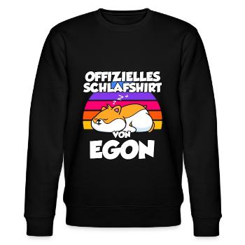 Offizielles Schlafshirt Von Egon - Stanley/Stella Unisex Bio-Sweatshirt CHANGER  - Schwarz - Vorne - Nik (191cm) & Marisol (170cm)