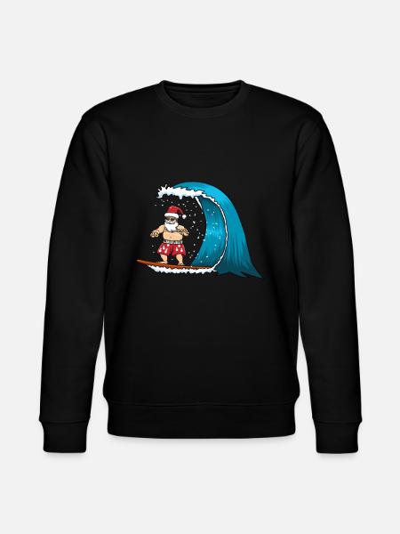 Surfen Santa Weihnachten Strand Surfbrett Surfer - Stanley/Stella Unisex Bio-Sweatshirt CHANGER  - Schwarz