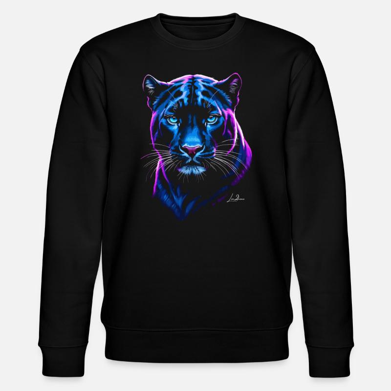 Neon Wilder Panther - Stanley/Stella Unisex Bio-Sweatshirt CHANGER  - Schwarz