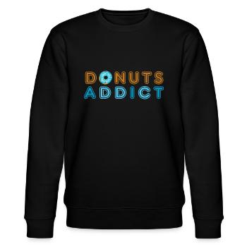 Donuts süchtig blau - Stanley/Stella Unisex Bio-Sweatshirt CHANGER  - Schwarz - Vorne - Nik (191cm) & Marisol (170cm)