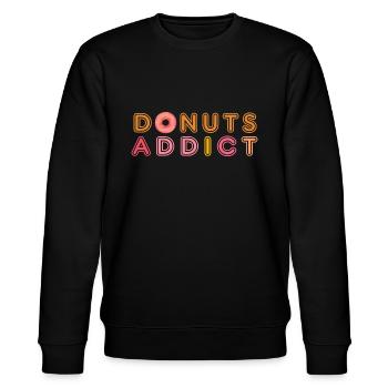 Donuts süchtig rosa Karamell - Stanley/Stella Unisex Bio-Sweatshirt CHANGER  - Schwarz - Vorne - Nik (191cm) & Marisol (170cm)