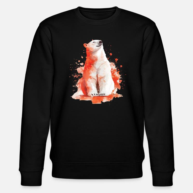 Eisbär - Stanley/Stella Unisex Bio-Sweatshirt CHANGER  - Schwarz