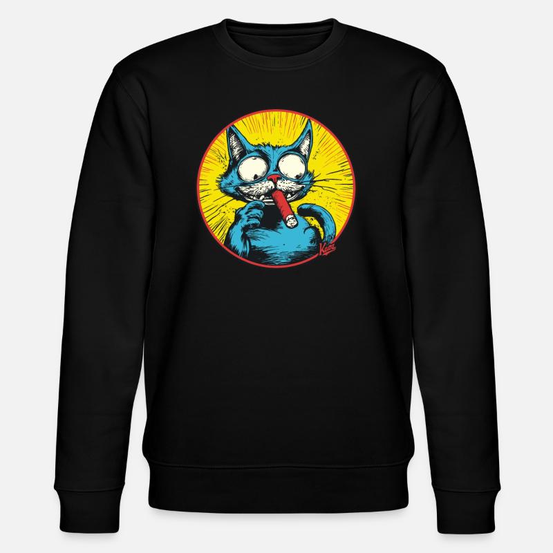 Coole Blaue Antihelden-Katze - Stanley/Stella Unisex Bio-Sweatshirt CHANGER  - Schwarz