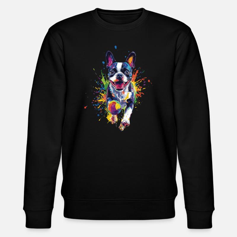 Boston Terrier - Stanley/Stella Unisex Bio-Sweatshirt CHANGER  - Schwarz
