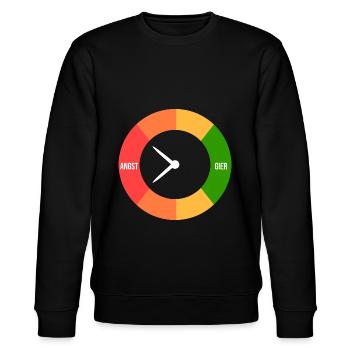 Angst > Gier - Stanley/Stella Unisex Bio-Sweatshirt CHANGER  - Schwarz - Vorne - Nik (191cm) & Marisol (170cm)