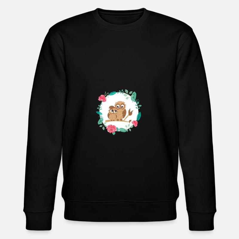 Eule mit Baby - Stanley/Stella Unisex Bio-Sweatshirt CHANGER  - Schwarz