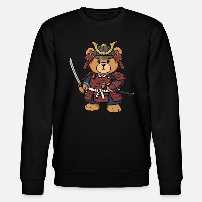 Teddybär Samurai - Stanley/Stella Unisex Bio-Sweatshirt CHANGER  - Schwarz