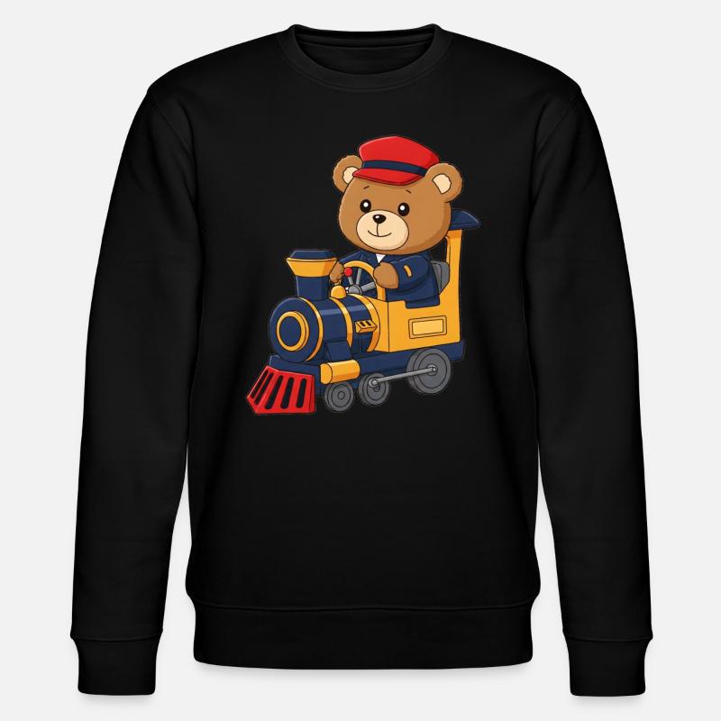 Teddybär Lokomotivführer - Stanley/Stella Unisex Bio-Sweatshirt CHANGER  - Schwarz