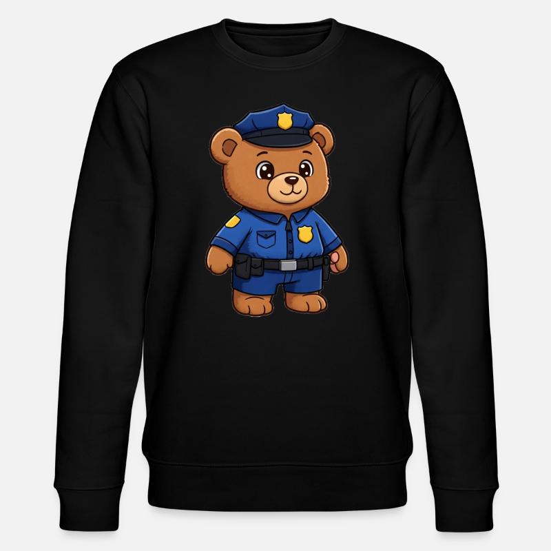 Teddy Bear Policeman - Stanley/Stella CHANGER Unisex Organic Sweatshirt - black