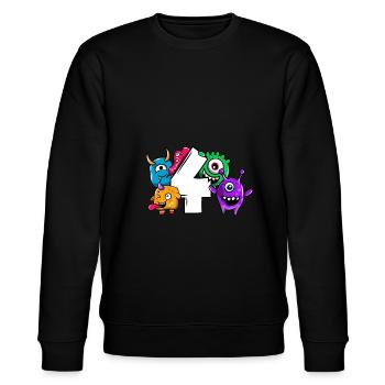 Monster Vierter Geburtstag 4 Jahre Geschenk - Stanley/Stella Unisex Bio-Sweatshirt CHANGER  - Schwarz - Vorne - Nik (191cm) & Marisol (170cm)