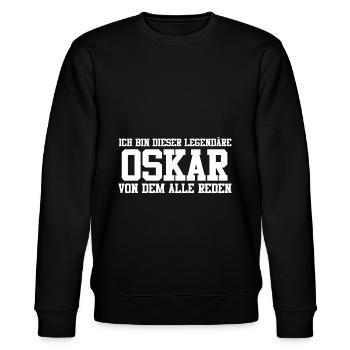 Oskar Name Design - Stanley/Stella Unisex Bio-Sweatshirt CHANGER  - Schwarz - Vorne - Nik (191cm) & Marisol (170cm)