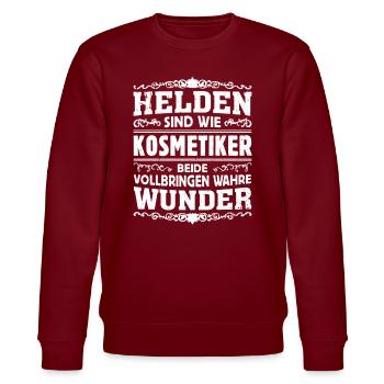 Kosmetiker - Helden - Stanley/Stella Unisex Bio-Sweatshirt CHANGER  - Burgunderrot - Vorne - Nik (191cm) & Marisol (170cm)