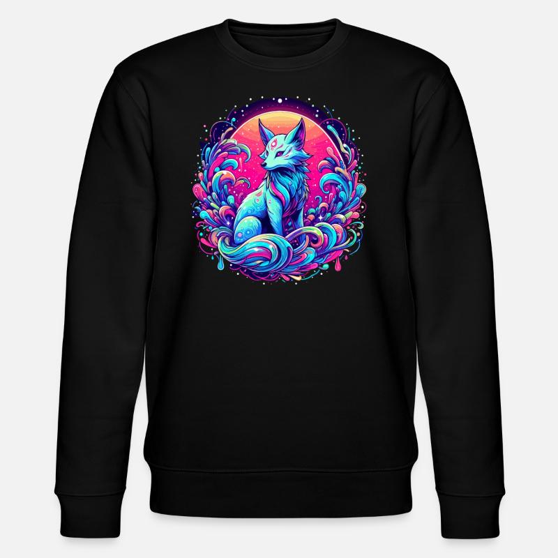 Fuchs Kunst Psychedelisch - Stanley/Stella Unisex Bio-Sweatshirt CHANGER  - Schwarz