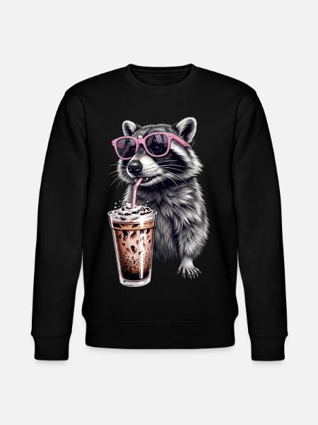 Raccoon Iced Coffee - Stanley/Stella CHANGER Unisex Organic Sweatshirt - black