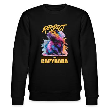 Capybara Wasserschwein - Stanley/Stella Unisex Bio-Sweatshirt CHANGER  - Schwarz - Vorne - Nik (191cm) & Marisol (170cm)