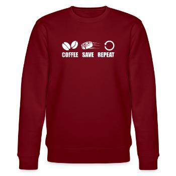 Eishockey Torwart Coffee - Stanley/Stella Unisex Bio-Sweatshirt CHANGER  - Burgunderrot - Vorne - Nik (191cm) & Marisol (170cm)