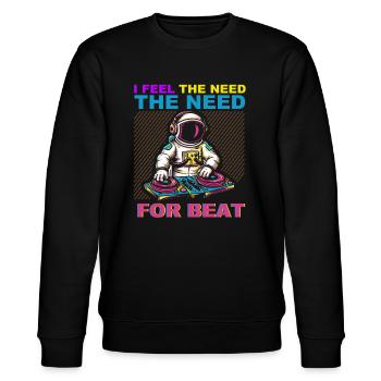Funny DJ EDM disc jockey - Stanley/Stella CHANGER Unisex Organic Sweatshirt - black - Front - Nik (191cm) & Marisol (170cm)