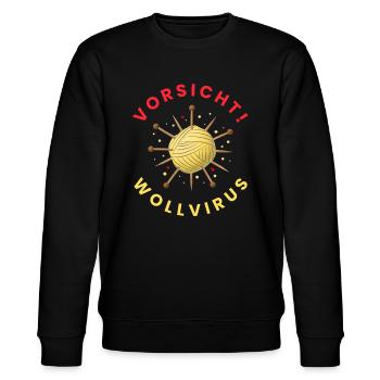 VORSICHT! Wollvirus - Stanley/Stella Unisex Bio-Sweatshirt CHANGER  - Schwarz - Vorne - Nik (191cm) & Marisol (170cm)