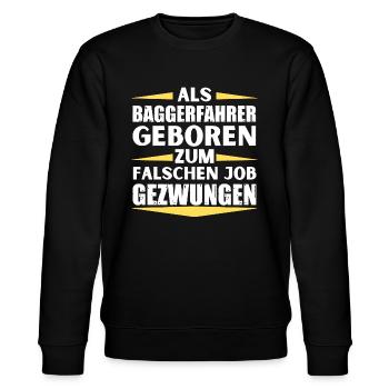 Excavator driver landed in the wrong job - Stanley/Stella CHANGER Unisex Organic Sweatshirt - black - Front - Nik (191cm) & Marisol (170cm)