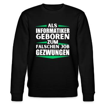 Informatiker im falschen Job gelandet - Stanley/Stella Unisex Bio-Sweatshirt CHANGER  - Schwarz - Vorne - Nik (191cm) & Marisol (170cm)