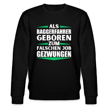 Excavator driver landed in the wrong job - Stanley/Stella CHANGER Unisex Organic Sweatshirt - black - Front - Nik (191cm) & Marisol (170cm)