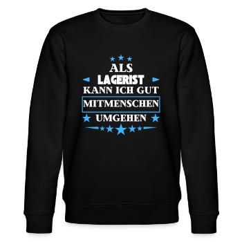 Als Lagerist Mitmenschen Umgehen. - Stanley/Stella Unisex Bio-Sweatshirt CHANGER  - Schwarz - Vorne - Nik (191cm) & Marisol (170cm)