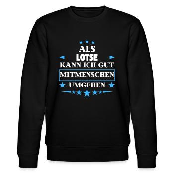 Als Lotse Mitmenschen Umgehen. - Stanley/Stella Unisex Bio-Sweatshirt CHANGER  - Schwarz - Vorne - Nik (191cm) & Marisol (170cm)