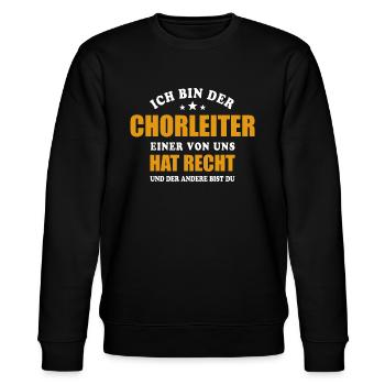 Ich bin der Chorleiter - einer von uns hat Recht - Stanley/Stella Unisex Bio-Sweatshirt CHANGER  - Schwarz - Vorne - Nik (191cm) & Marisol (170cm)