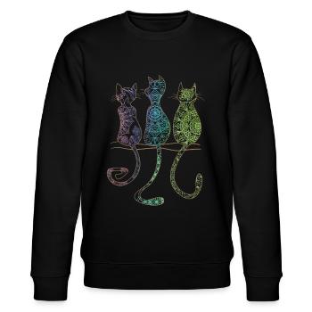 Mandala motif chats avec l’arc-en-ciel cadeau - Sweat bio CHANGER Stanley/Stella Unisexe - noir - Devant - Nik (191cm) & Marisol (170cm)