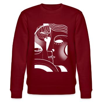 He she - Stanley/Stella CHANGER Unisex Organic Sweatshirt - burgundy - Front - Nik (191cm) & Marisol (170cm)