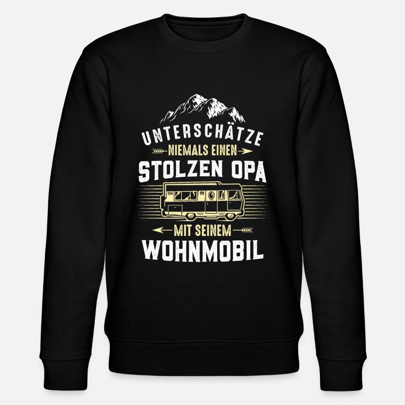 Stolzer Opa mit Wohnmobil - Stanley/Stella Unisex Bio-Sweatshirt CHANGER  - Schwarz