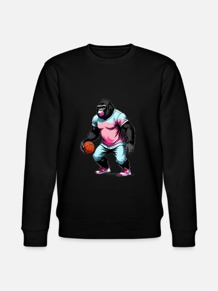 Gorilla spiller basketball - Stanley/Stella økologisk unisex-sweatshirt CHANGER - sort