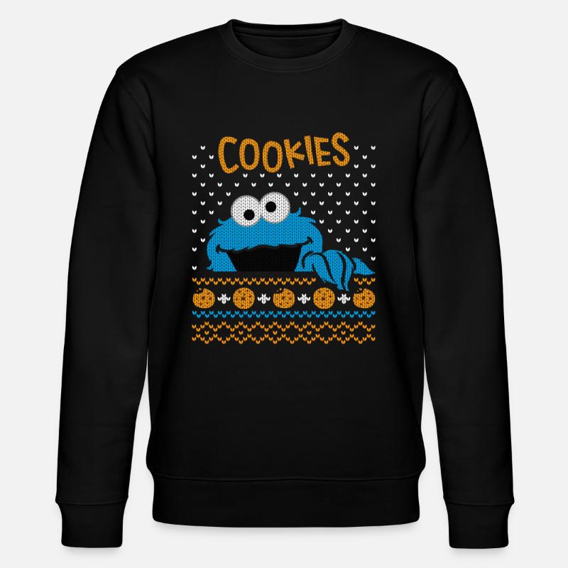 Sesamstraße Krümelmonster Ugly Xmas - Stanley/Stella Unisex Bio-Sweatshirt CHANGER - Schwarz
