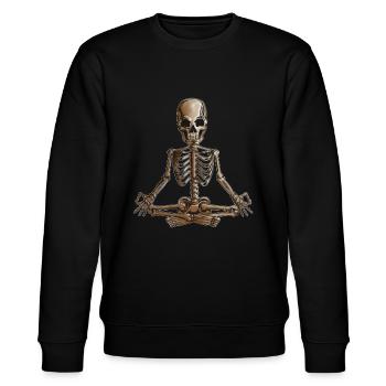 Skelett Meditation Yoga Feiertag Halloween Design - Stanley/Stella Unisex Bio-Sweatshirt CHANGER  - Schwarz - Vorne - Nik (191cm) & Marisol (170cm)
