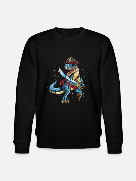 Pirate Dino T-Rex Pirate Outfit Eye Patch Sabre - Stanley/Stella økologisk unisex-sweatshirt CHANGER  - sort