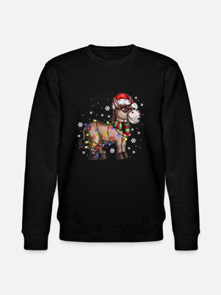 Christmas donkey with Christmas hat in the snow - Stanley/Stella CHANGER Unisex Organic Sweatshirt - black