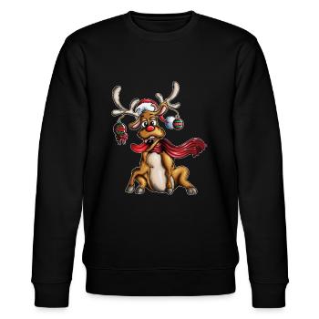 Elch Weihnachten Tannenbaum Weihnachtskugel Geweih - Stanley/Stella Unisex Bio-Sweatshirt CHANGER  - Schwarz - Vorne - Nik (191cm) & Marisol (170cm)