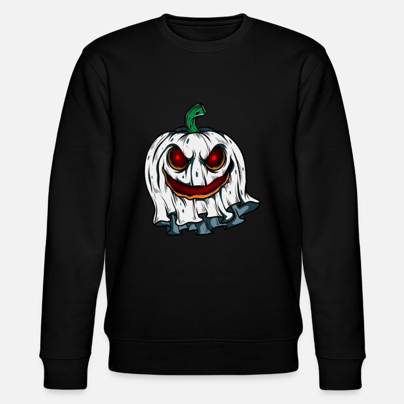 Ghost Pumpkin Glowing Skeleton Halloween - Stanley/Stella CHANGER Unisex Organic Sweatshirt - black