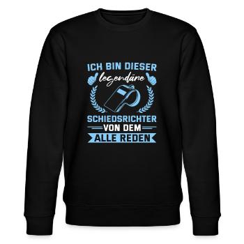 Fußball Schiri Referee Legendärer Schiedsrichter - Stanley/Stella Unisex Bio-Sweatshirt CHANGER  - Schwarz - Vorne - Nik (191cm) & Marisol (170cm)