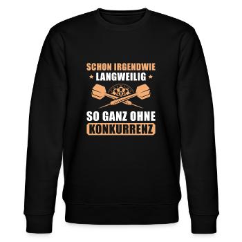 Dart Langweilig ohne Konkurrenz Dartsport - Stanley/Stella Unisex Bio-Sweatshirt CHANGER  - Schwarz - Vorne - Nik (191cm) & Marisol (170cm)