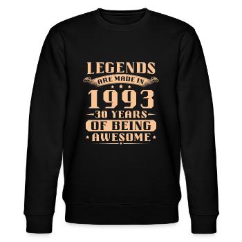 Geboren 1993 Baujahr Vintage 30. Geburtstag - Stanley/Stella Unisex Bio-Sweatshirt CHANGER  - Schwarz - Vorne - Nik (191cm) & Marisol (170cm)