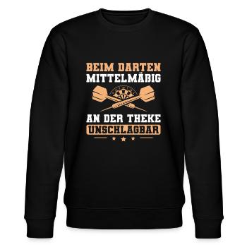 Dartsport Beim Darten mittelmäßig Dart - Stanley/Stella Unisex Bio-Sweatshirt CHANGER  - Schwarz - Vorne - Nik (191cm) & Marisol (170cm)