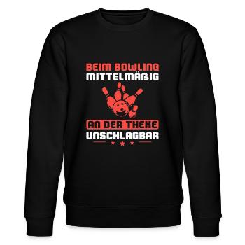 Bowling An der Theke unschlagbar Bowlen - Stanley/Stella Unisex Bio-Sweatshirt CHANGER  - Schwarz - Vorne - Nik (191cm) & Marisol (170cm)