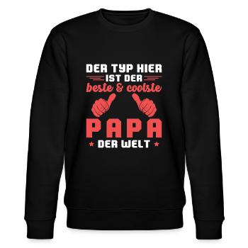 Bester und coolster Papa der Welt Vatertag - Stanley/Stella Unisex Bio-Sweatshirt CHANGER  - Schwarz - Vorne - Nik (191cm) & Marisol (170cm)