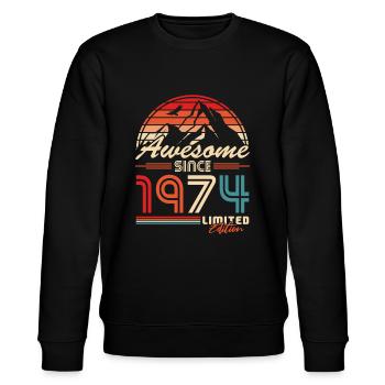 Jahrgang 1974 Berge Vintage Retro Geburtstag - Stanley/Stella Unisex Bio-Sweatshirt CHANGER  - Schwarz - Vorne - Nik (191cm) & Marisol (170cm)