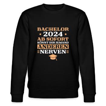 Bachelorprüfung 2024 Abschluss Bachelor bestanden - Stanley/Stella Unisex Bio-Sweatshirt CHANGER  - Schwarz - Vorne - Nik (191cm) & Marisol (170cm)
